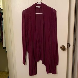 Fashion Bug 2X Burgundy Long-Sleeve Ruched Cardigan